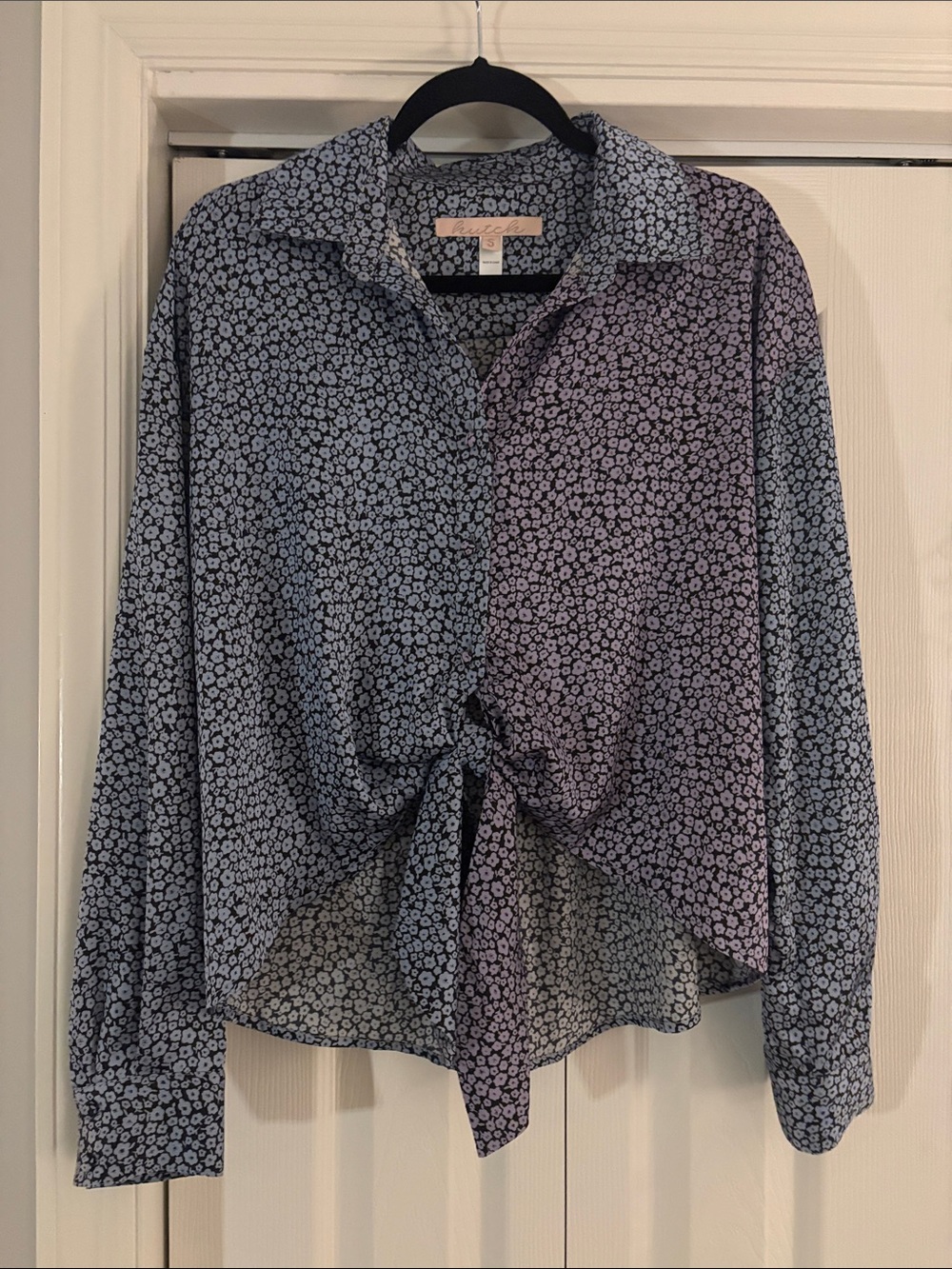 Hutch Blue Floral Tie-Front Button-Down Shirt